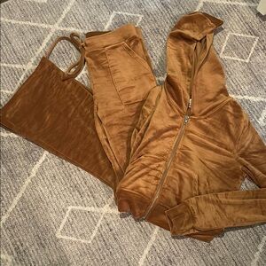 Women's Brown Velour Tracksuit small